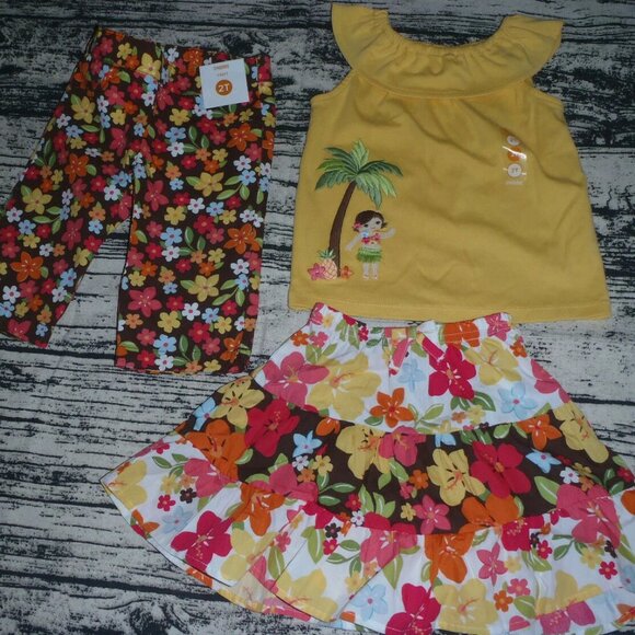 Gymboree Aloha Sunshine 2T Skirt Diaper Cover, top Capri Outfit NWT